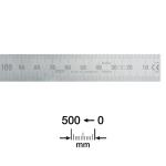 Stållineal 500x18x0,5 mm smal og bøjelig med aflæsning højre-mod-venstre