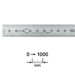 Stållineal 1000x18x0,5 mm smal og bøjelig med aflæsning venstre-mod-højre