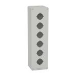 Harmony tom nødstopkasse i gul metal med 1 x ø22 mm hul for trykknap og 2 x m20 forskruninger 80 x 80 x77 mm