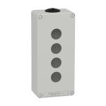 Harmony tom trykknapkasse i lysegrå metal med 4 x ø22 mm huller for trykknapper og 2 x m25 forskruninger 175 x 80 x 51,5 mm