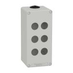 Harmony tom trykknapkasse i lysegrå metal med 6 x ø22 mm huller for trykknapper og 2 x m25 forskruninger 175 x 80 x 77 mm