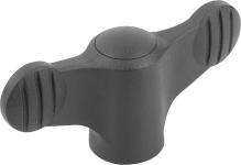 Vingegreb d: m8 a: 75 h: 35,6 model: k termoplast sort/grå ral 7021 materiale: rustfrit stål 1.4305 - indv gev