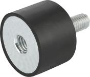 Gummibuffer type b udv gev m8 m8x23 d: 30 h: 15 stål materiale: elast. naturgummi shore 55a