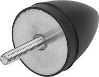 Gummibuffer konisk gevind m6x18 d: 20 h: 24 stål materiale: elast. naturgummi gummi shore 55a materiale: sort