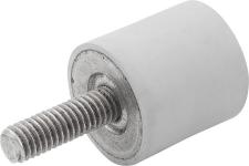 Gummibuffer type d gevind m4x10 d: 15 h: 8 rustfrit stål 1.4401 materiale: elast. naturgummi shore 55a