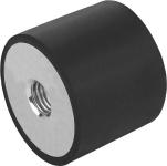 Mibuffer type c gevind m10 d: 50 h: 50 stål materiale: elast. naturgummi gummi shore 55a materiale: sort