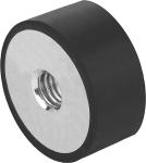 Mibuffer type e gevind m8 d: 30 h: 15 stål materiale: elast. naturgummi gummi shore 55a materiale: sort