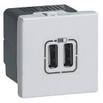 Mosaic usb lader 2 x type a 2.4a 15w 2m hvid