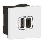 Mosaic usb-link lader type a+c 3.0a 15w 2m hvid