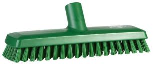 Gulvskrubbe med vandgennemløb, Vikan, flere farver, PP/polyester/rustfrit stål, 27 cm, meget stive børstehår - Grøn | Børster og koste | Fødevaregodkendt | Gulve og Vægge