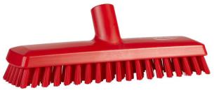 Gulvskrubbe med vandgennemløb, Vikan, flere farver, PP/polyester/rustfrit stål, 27 cm, meget stive børstehår - Rød | Børster og koste | Fødevaregodkendt | Gulve og Vægge