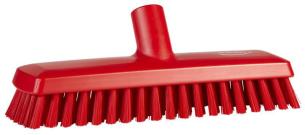 Gulvskrubbe med vandgennemløb, Vikan, flere farver, PP/polyester/rustfrit stål, 27 cm, medium børstehår - Rød | Børster og koste | Fødevaregodkendt | Gulve og Vægge