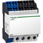 Linergy dx distributionsblok for din-skinne 63a 4 polet tilslutning i bund, 1x25 mm2,4x6 mm2 pr fase og 12x6 mm2 for nulleder -72mm