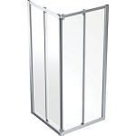 Ifö Showerama hjørne brusevæg med to skydedøre, 900x900x2000mm, sølv/klar