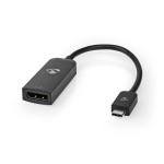 USB-adapter | USB 3.2 Gen 1 | USB-C Han | DisplayPort Hun | 0.20 m | Runde | Nikkelplateret | PVC | Sort | Box