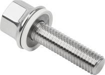 Kipp hygienic m5x10 mm. rustfri flangebolt 6-kant hoved poleret og 5 mm. rustfri tætningsskive hvid