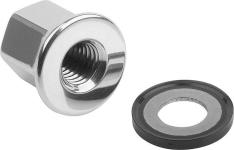 Kipp hygienic m4 rustfri flange topmøtrik og 4 mm. rustfri tætningsskive sort