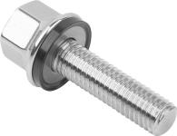 Kipp hygienic m16x35 mm. rustfri flangebolt 6-kant hoved poleret og 16 mm. rustfri tætningsskive sort