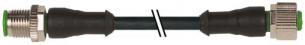 Føler-/sensorkabel m12 han lige 4-polet / m12 hun lige 4-polet a-kodet kabel 4x0,34mm2 sort pur egnet til kabelkæde 0,3 meter
