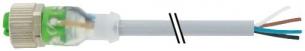 Føler-/sensorkabel m12 hun lige 4-polet led 24vac/dc a-kodet med kabel 4x0,34mm2 grå pur egnet til kabelkæde 5 meter