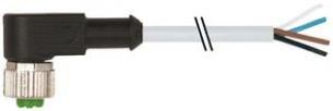 Føler-/sensorkabel m12 hun vinklet 4-polet a-kodet med kabel 3x0,34mm2 grå pvc ul,csa 10 meter