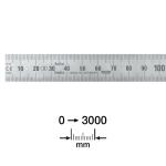 Stållineal 3000x18x0,5mm smal og bøjelig med aflæsning venstre-mod-højre