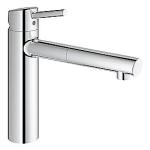 supersteel udtrkstud med kkkenarmatur new concetto grohe