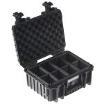 Outdoor kuffert i sort med polstret skillevæg 330x235x150mm volume: 11,7l model: 3000/b/rpd