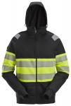 Snickers Hættetrøje med lynlås Hi-Vis klasse 1 2838 - sort/gul / XS | Sweatshirt | Herre | Hættetrøje