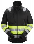 Snickers hi-vis sweatjakke lang lynlås kl. 1 str xs sort/gul