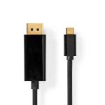 USB-C Adapter | USB 3.2 Gen 1 | USB-C Han | DisplayPort Han | 4K@60Hz | 2.00 m | Runde | Guldplateret | PVC | Sort | Box