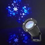 Dekorativt Lys | LED-snefnug-projektor | Hvide og blå iskrystaller | Indendørs eller udendørs