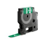 Dymo rhino industri vinyl tape 12mmx5,5m rulle hvid på grøn selvklæbende