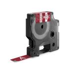 Dymo rhino industri vinyl tape 12mmx5,5m rulle hvid på rød selvklæbende