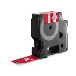 Dymo rhino industri vinyl tape 19mmx5,5m rulle hvid på rød selvklæbende
