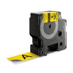 Dymo rhino industri vinyl tape 24mmx5,5m rulle sort på gul selvklæbende