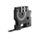Dymo rhino industri vinyl tape 9mmx5,5m rulle hvid på sort selvklæbende