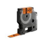 Dymo rhino industri tape vinyl sort på orange 12mmx5,5m