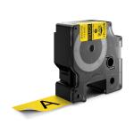 Dymo rhino industri tape fleksibel nylon sort på gul 24mmx3,5m