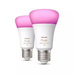 2-pak mpbar d mat e27 75w 9w ambiance color white standard led hue philips