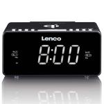 sort smartphone af qi-opladning s dl tr og usb med radio clock fm stereo lenco