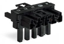 T-stykke. 1 han & 2 hun 5p sort 3 låse