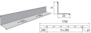 Skilleplade 39/55 aisi316l 1,75m