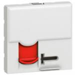 Dataudtag mosaic 1x rj45 kat.6a stp modular jack 2m hvid med rød klap og tekstfelt hvid