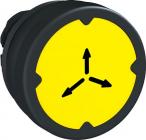 Harmony trykknapshoved i plast til hårdt miljø med fjeder-retur og ø37 mm trykflade i gul farve med sort symbol